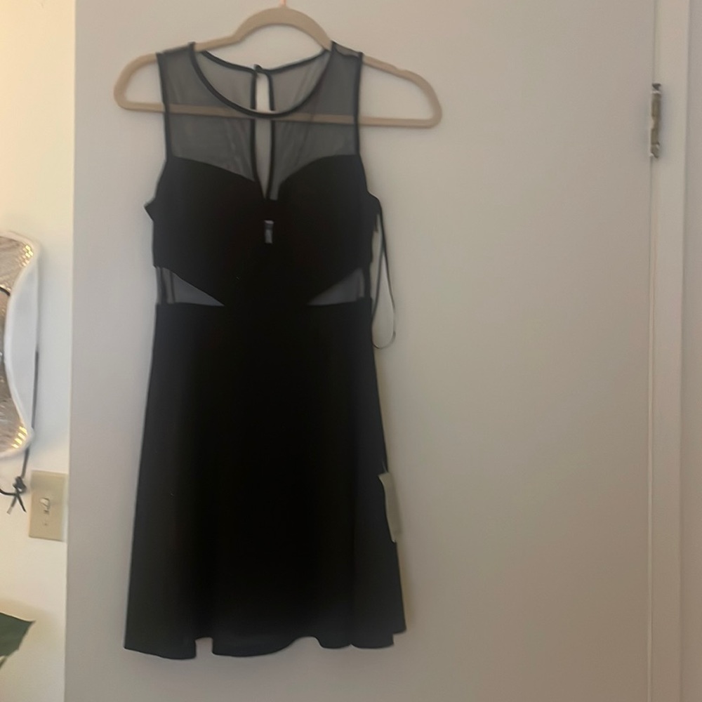 Hailey Logan by Adrianna Papell sparkle black mini dress in size 3/4.